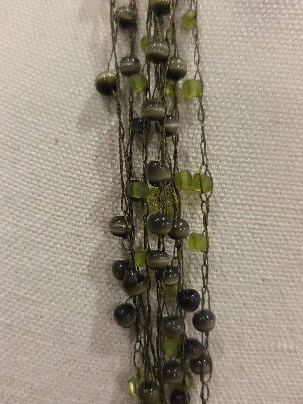 Handcrafted Green Resin Beaded Tassel Necklace